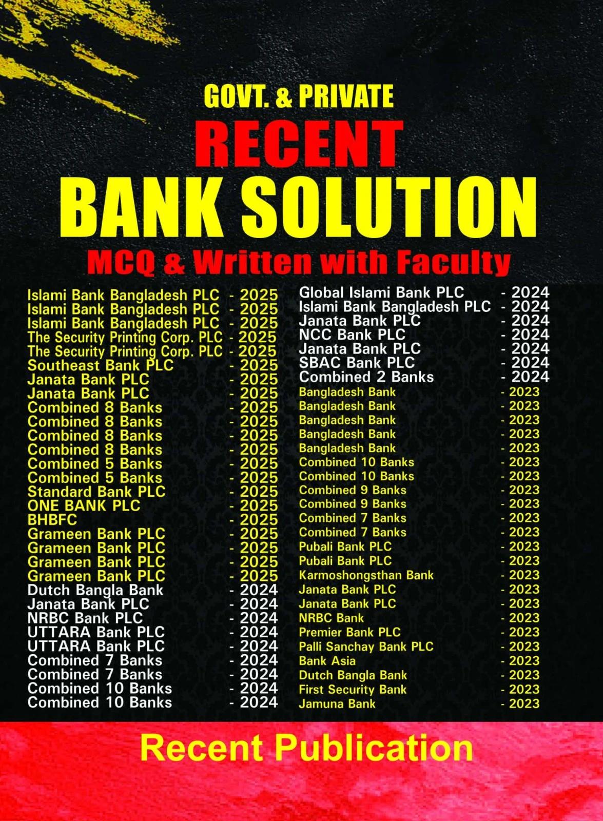 Recent Govt & Private Recent Bank Solution Mcq & Written With Faculty