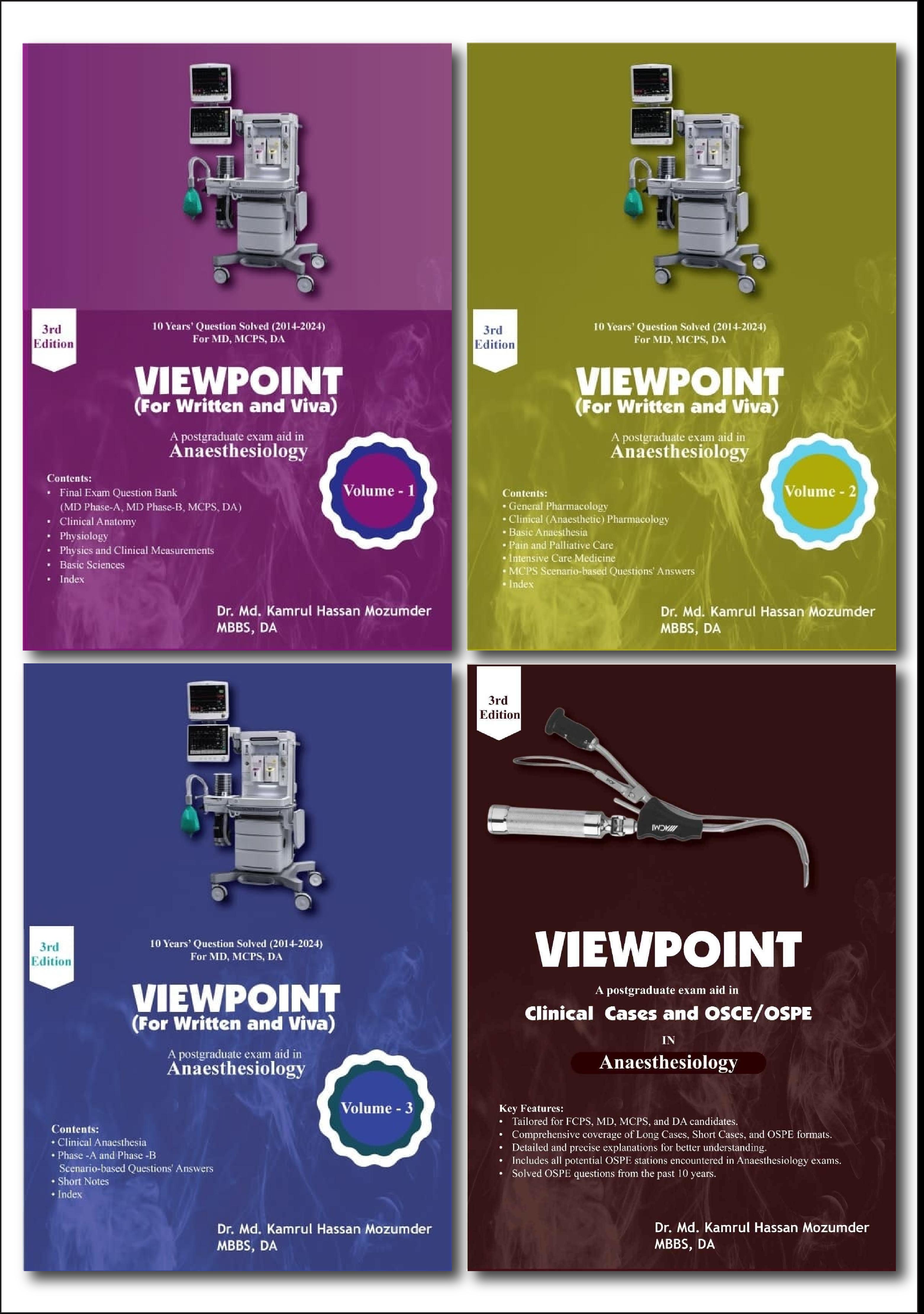 Viewpoint for Written and Viva + OSPE in Anesthesiology Volume 1-4(B&W)