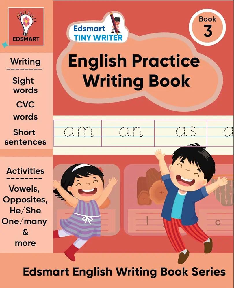 Edsmart Handwriting Practice Books Level 3 - English writing books for kids 4-7 years | Three letter words and sentence writing Practice | CBSE worksheets (Edsmart Tiny Writer)