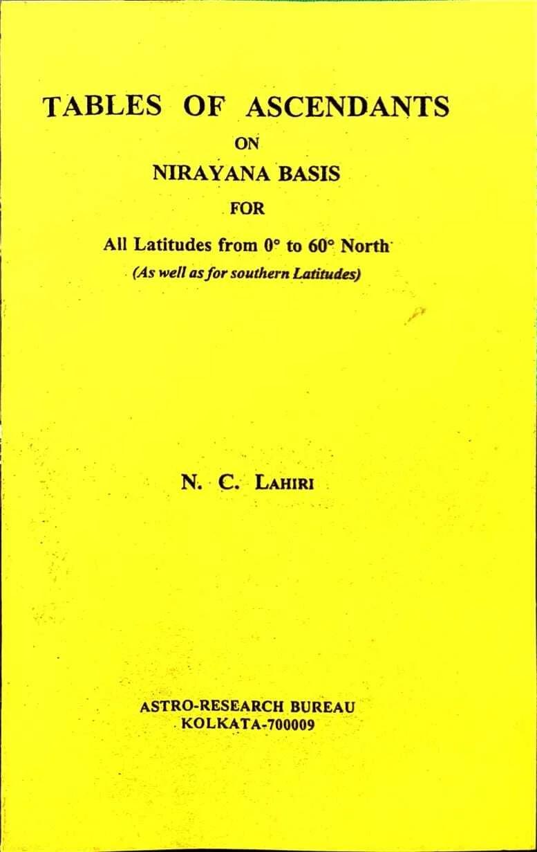 Tables of Ascendants on Nirayana Basis